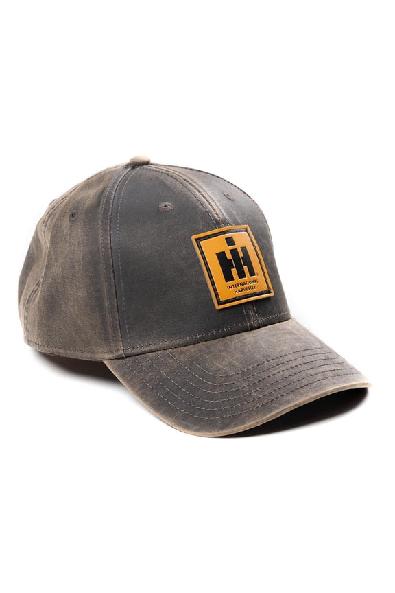 IH Logo Leather Emblem Oil Distressed Premium Farm Cap Hat, IHLBD