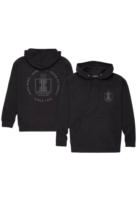 IH Patriotic Logo Hard Work Hard Play Faith & Family Men's Hooded Sweatshirt D14243