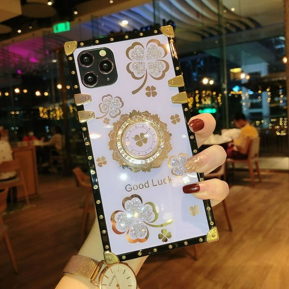 IH WIRELESS For iPhone 14/13 Series Shockproof Bling Flower Ring Case