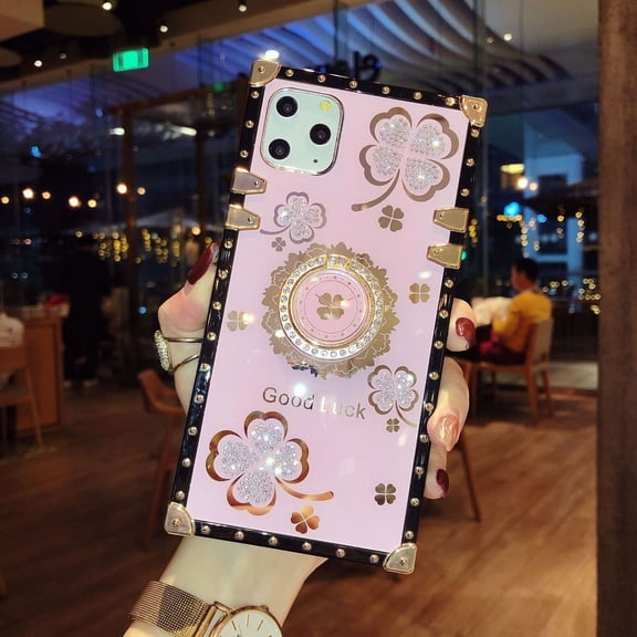 IH WIRELESS For iPhone 14/13 Series Shockproof Bling Flower Ring Case