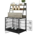 thumbnail image 1 of IHEX Chic Dog Crate Furniture with 3 Storage Shelves, Wooden Dog Kennel with Flip-Up Top and Double Doors, Dog Cage with Removable, Sturdy Versatile Indoor Table Kennel for Medium Dogs, Grey, 1 of 7