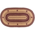 thumbnail image 1 of IHF Home Decor Braided Area Rug Oval Floor Carpet Country Style 27" X 48" Star Wine Design Jute Fabric,Wine, Tan, 1 of 3