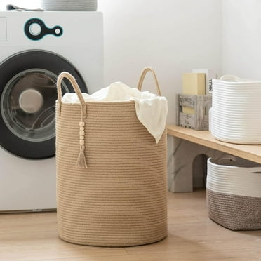 IHHIZLTT Laundry Basket with Handles 16" x 20",Large Woven Blanket Basket for organizing, Jute