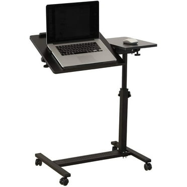 IHHIZLTT Overbed Table with Wheels, Adjustable Rolling Laptop Desk,Tray Table, Black