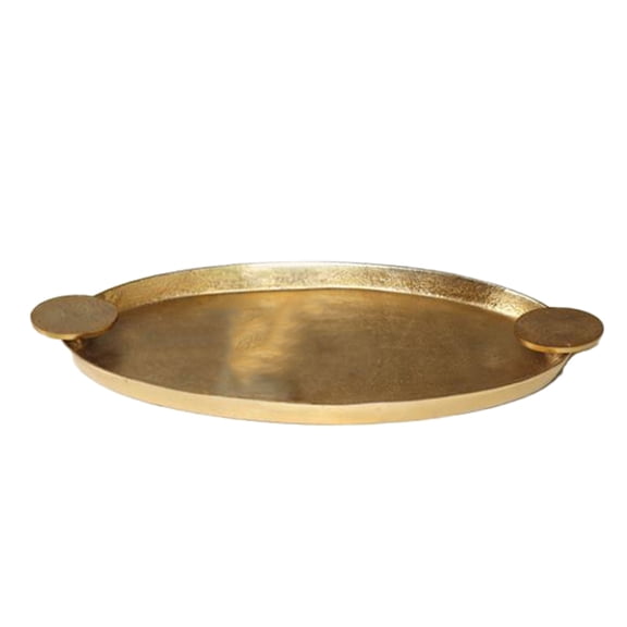 IHI EST. 1986 Antique Gold Aluminum Decorative Tray with Handles, 19 x 10 Inch Oval Serving Tray, Metal Coffee Table Centerpiece, Home Dcor Accent