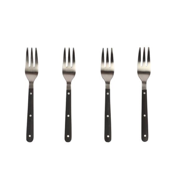 IHI EST. 1986 Black Bistro Handle Appetizer Fork Set, Set of 4 Stainless Steel Cocktail Forks, 5.25 Inch Serving Forks, Dessert Fruit Charcuterie Utensils