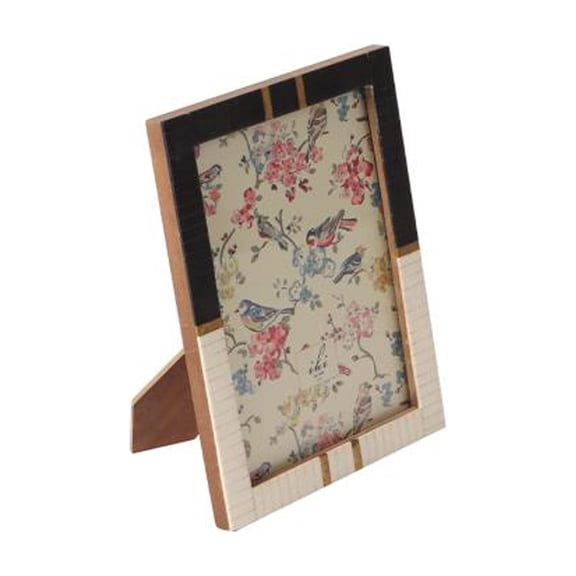 IHI EST. 1986 Brass Inlay Photo Frame, 5 x 7 Inch Picture Frame with Black and White Tile Design, Decorative Tabletop Frame for Home Office Dcor, Modern Geometric Photo Display