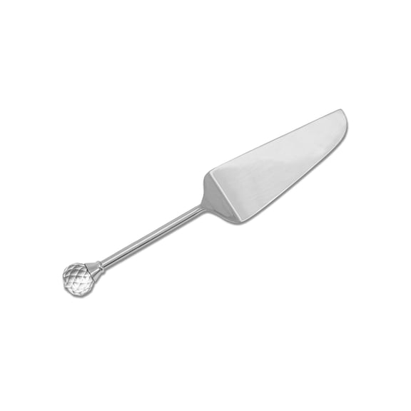 IHI EST. 1986 Diamond Pattern Glass Bead Handle - 11 Inch Silver Tone Stainless Steel Flatware Cake Pie Server