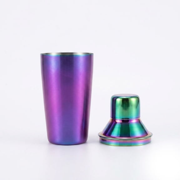 IHI EST. 1986 Iridescent Martini Cocktail Shaker, 6.75 Inch Stainless Steel Mixer with Purple Rainbow Finish, Modern Barware for Home Bar and Entertaining