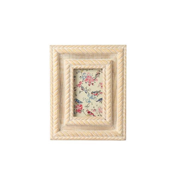 IHI EST. 1986 Rope Carved White Wooden Photo Frame, 4 x 6 Inch Picture Frame with Twisted Rope Border Design, Decorative Tabletop Frame for Home Office Dcor, Distressed Photo Display