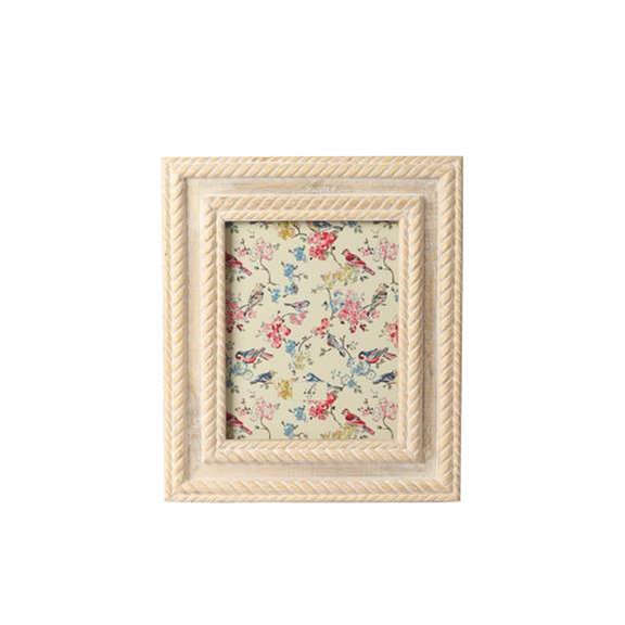 IHI EST. 1986 Rope Carved White Wooden Photo Frame, 8 x 10 Inch Picture Frame with Twisted Rope Border Design, Decorative Tabletop Frame for Home Office Dcor, Distressed Photo Display