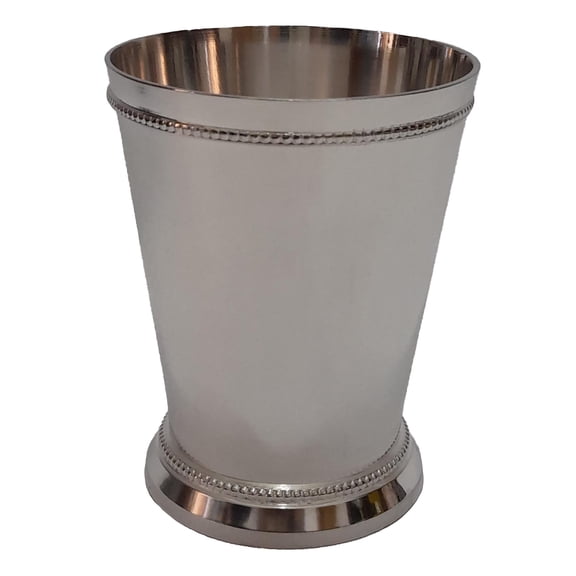 IHI EST. 1986 Smooth Finish with Beaded Detailing - 3.25 Inch Silver Tone Polished Stainless Steel Mint Julep Cup