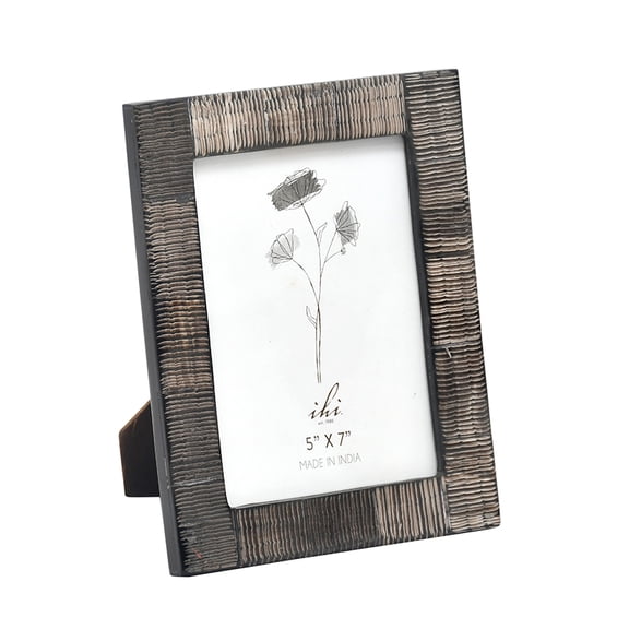 IHI est. 1986 Earthy Tabletop Picture Frame Display Holds 5 x 7 Inch Photo Natural Horn Ribbed Texture
