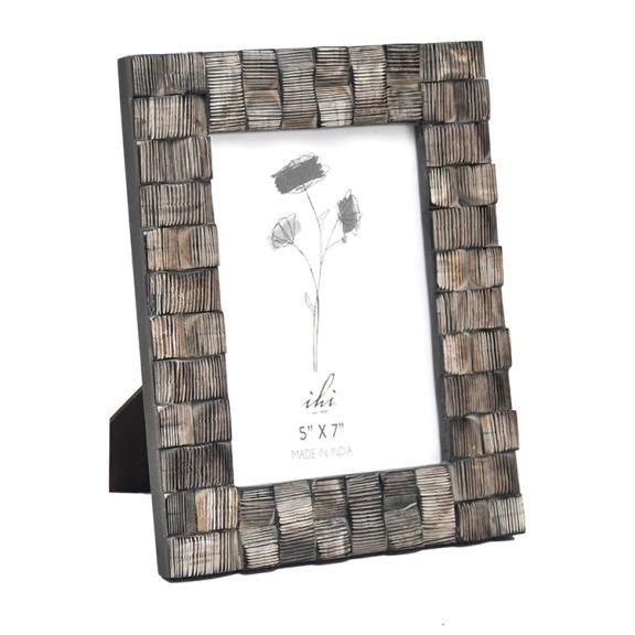 IHI est. 1986 Earthy Tabletop Picture Frame Display Holds 5 x 7 Inch Photo Natural Horn Textured Blocks