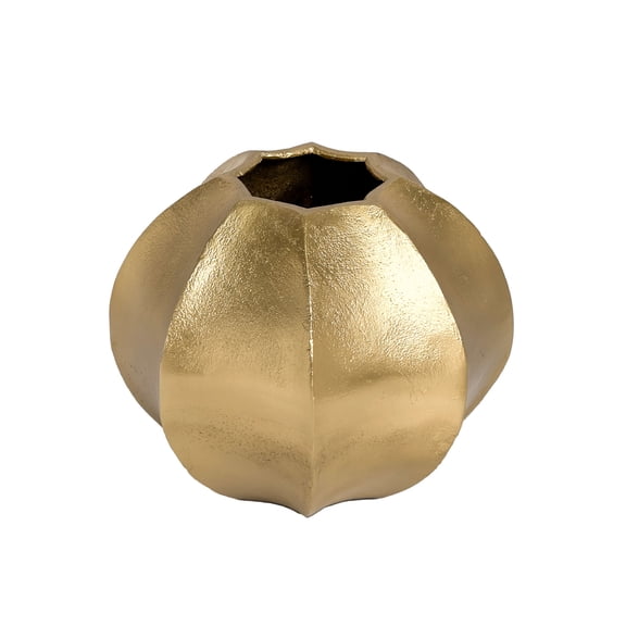 IHI est. 1986 Modern Faceted 9 x 7.5 Gold Sphere Vase - Geometric Metal Decorative Bowl for Flowers & Home Decor