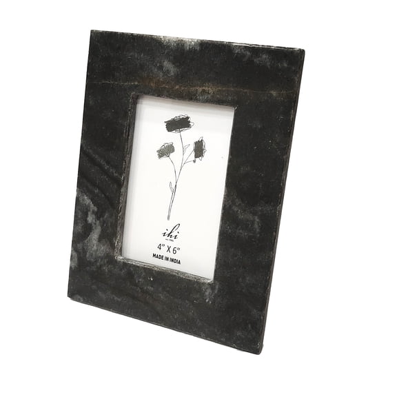 IHI est. 1986 Modern Tabletop Picture Frame Display Holds 4 x 6 Inch Photo Marble Midnight Black