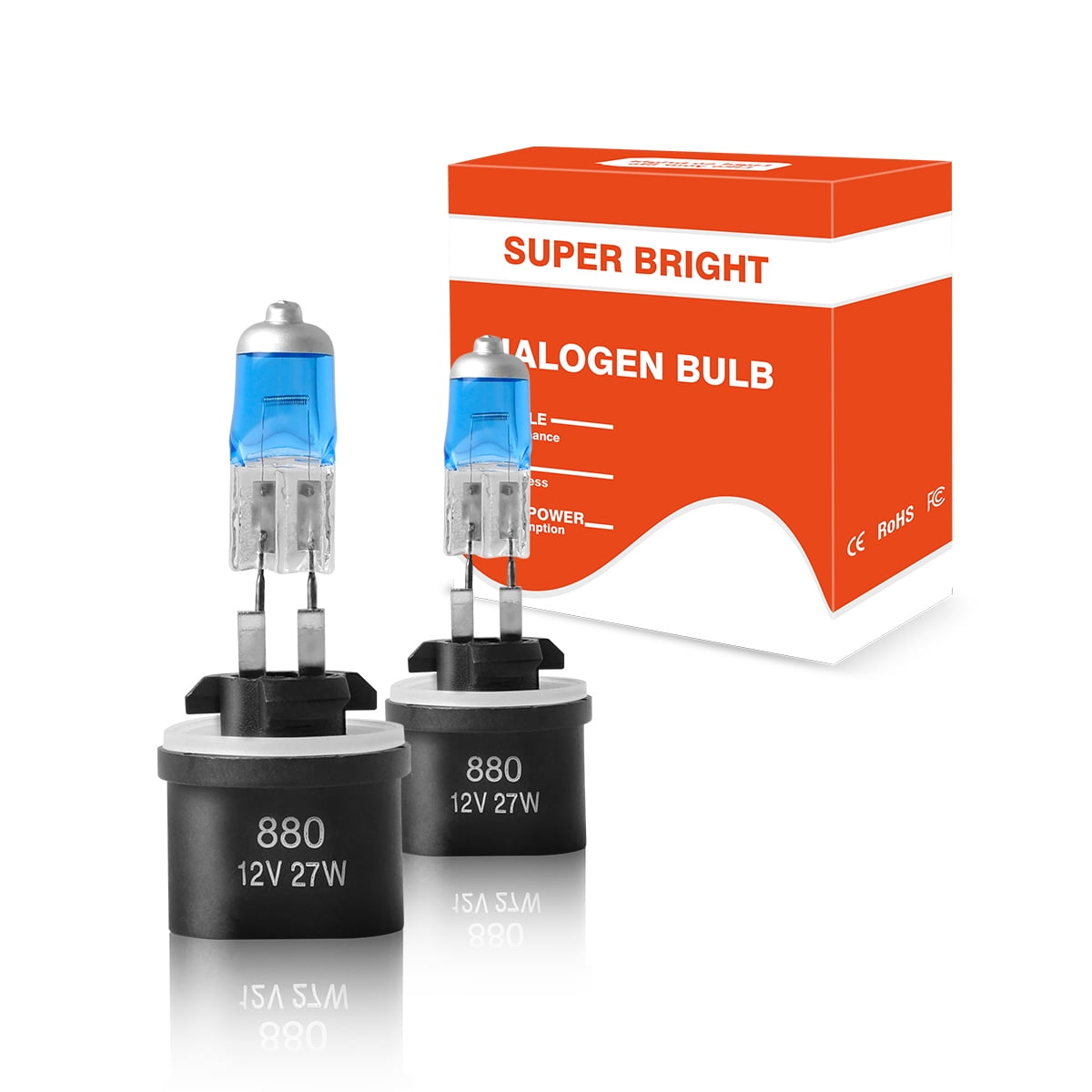 IHNZCB 2x 880 Halogen 12V 27W Car Fog Light Bulb Bright White Glass 884 ...