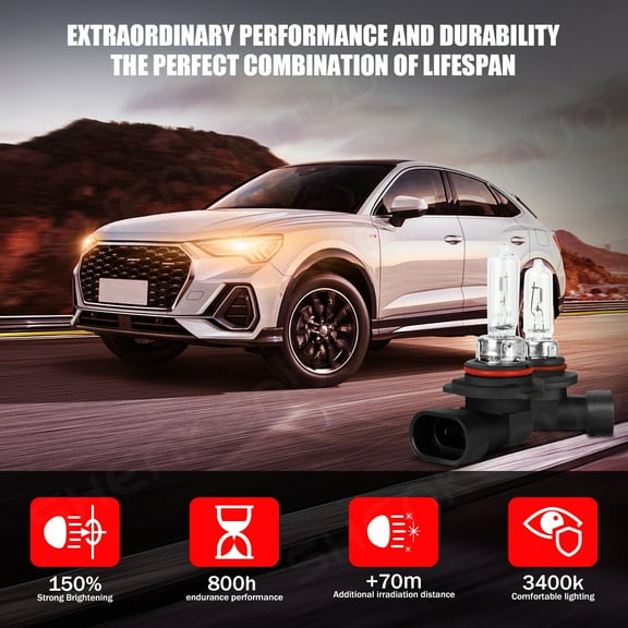 IHNZCB 2x 9005/HB3 Halogen 65W 12V High-Beam Car Headlight Bulb Clear Glass Replacement