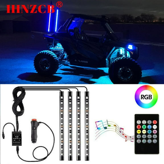 IHNZCB 4*Under Dash Footwell LED Interior Light Kit for All Cars Accent Light Glow Neon Lamp