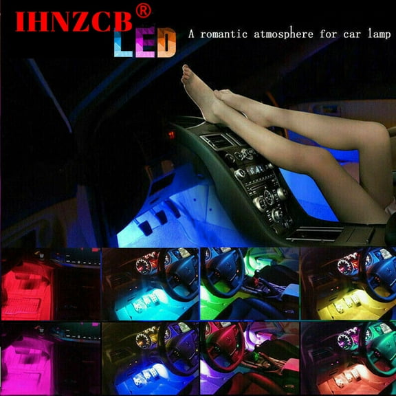 IHNZCB 4X12LED 5050 RGB LED Strip Under Car Tube Underglow Underbody System Neon Light Kit
