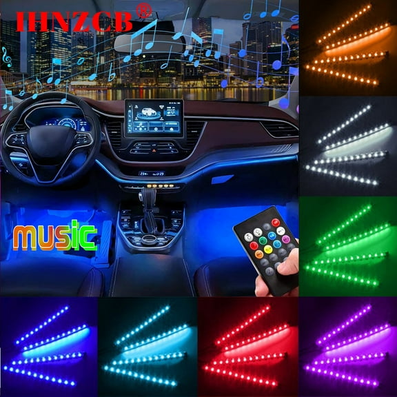 IHNZCB 4pc LED RGB FOR CART KART NEON UNDERBODY UNDERGLOW LIGHT 12V CUSTOM WATERP US Stock