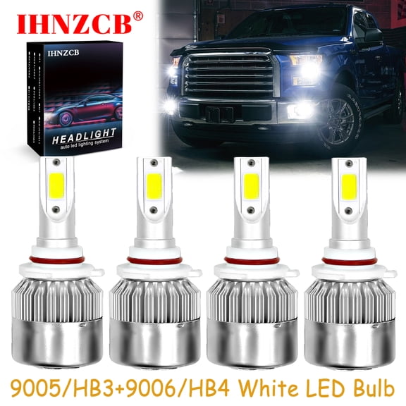 IHNZCB 9005 9006 Combo Set Cob Car Led Headlights Bulb High Low Beam White,C6B,Y01