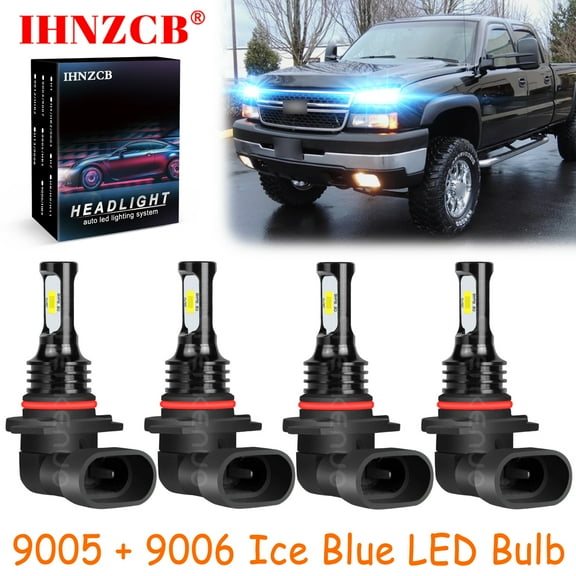 IHNZCB 9005+9006 for Chevy Silverado Tahoe 1995-2006 Ice Blue Led Headlights Bulb High Low Beam,HKL,Y16