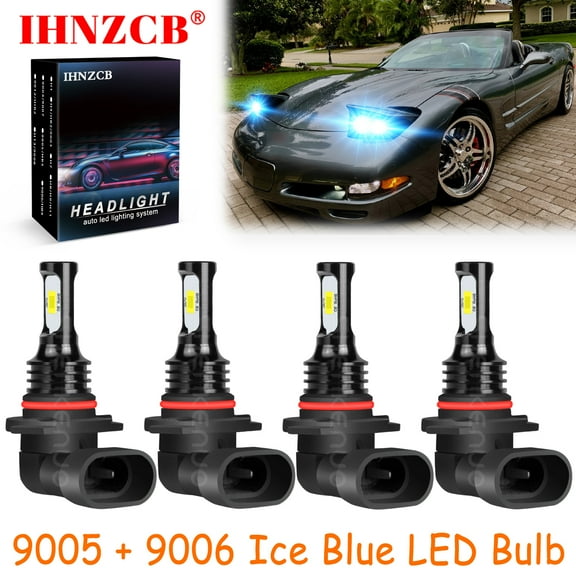 IHNZCB 9005+9006 for Corvette C5 1997-2004 Ice Blue Led Headlights Bulb High Low Beam,HKL,Y19