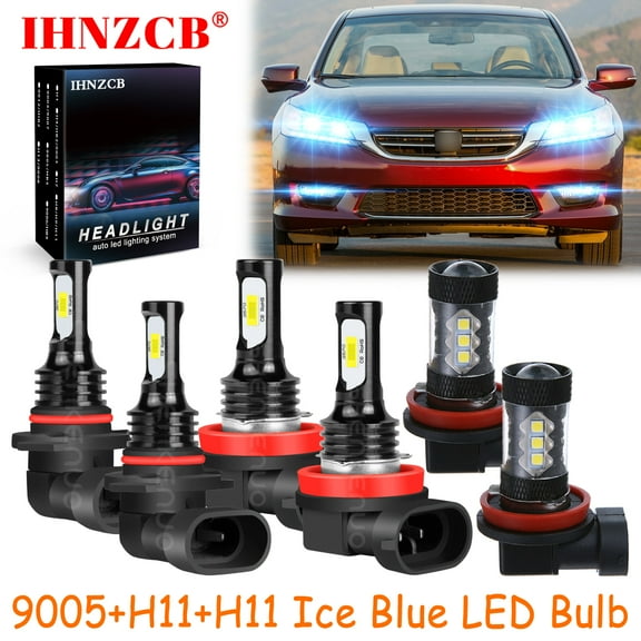 IHNZCB 9005+H11+H11 for Honda Accord 2013-2015 Ice Blue Led Headlights Bulb High Low Beam Fog Light,HKL,Y03