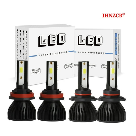 IHNZCB 9005+ H11 LED Headlight Super Bright Bulbs Kit White 6000K High/Low Beam Bulb Replacement 4x