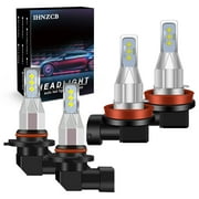 IHNZCB 9005 H11 Led Headlight Bulbs Combo, High Low Beam Replacement, 8000lm 6000k Cool White, Wireless Headlight Led Bulbs, Pack Of 4