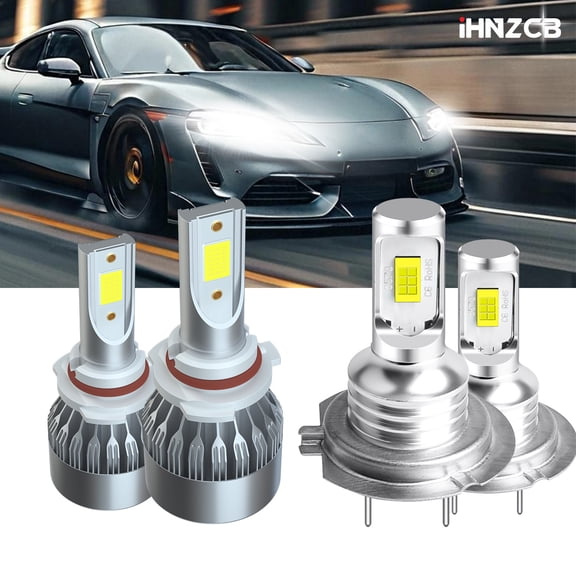 IHNZCB 9005 H7 High/Low Beam LED Headlight Bulbs 4pcs Super Bright White