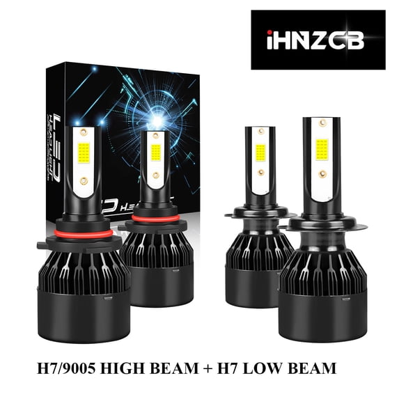 IHNZCB 9005 H7 LED Headlight High&Low Beam Bulbs 6000K Super Bright 4pcs