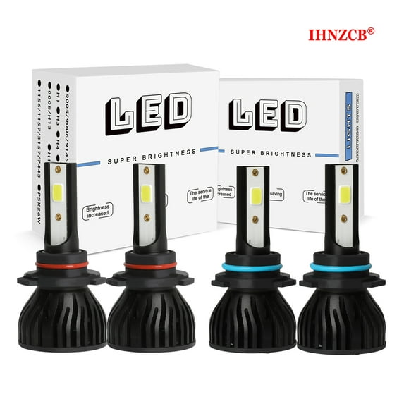 IHNZCB 9005/HB3 9006/HB4 LED Headlight High Low Beam Bulbs 6000K White Super Bright 4x