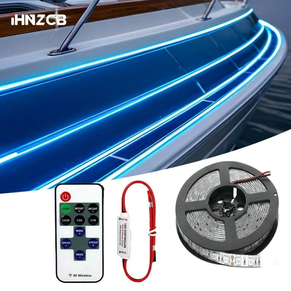 IHNZCB Blue LED Boat Light Deck 5M/16.4FT Waterproof Marine LED Night Fishing Lights, Good for Pontoon Bass Fishing Yacht Kayak