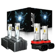 IHNZCB D1S/D1R High Low Dual Beams LED Headlights + H11 Fog Light Bulbs Combo Kit Super Bright White 6000K 4x