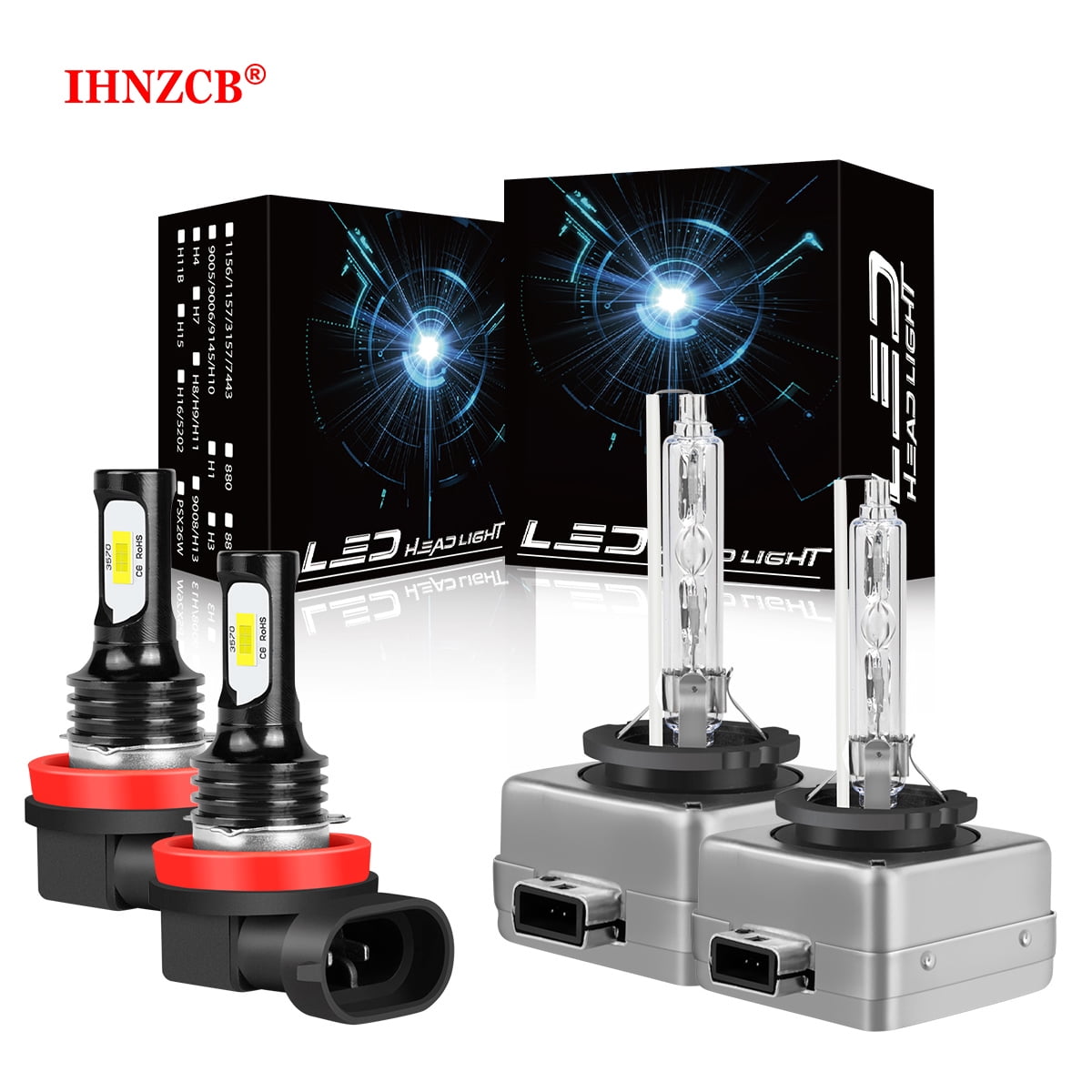 IHNZCB For Dodge Durango 2014-2017 Front HID Headlight Bulb Low/High Beam Fog Light D3S H11 4X US Stock