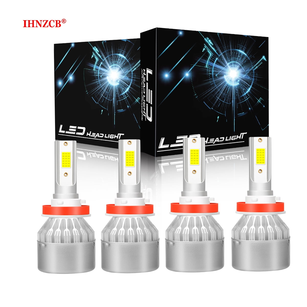 IHNZCB H11 LED Headlight Bulbs High Low Beam Replacement Bulb 35W 6000K (Pack of 4)