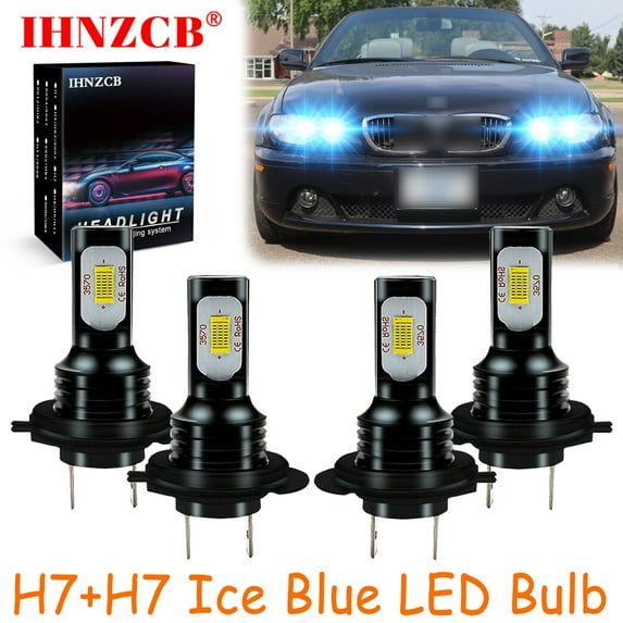IHNZCB H7+H7 for Bmw 330ci 325ci 2001-2006 525i 530i 2004-2007 Ice Blue Led Headlights Bulb High Low Beam,HKL,Y13