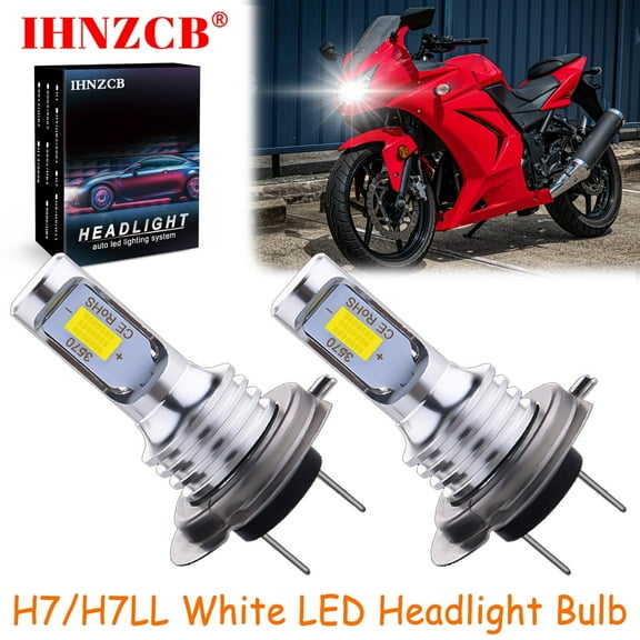 IHNZCB H7 for Kawasaki Ninja 250r 2008-2012 White Led Headlight Bulb High Low Beam,YTB,Y50