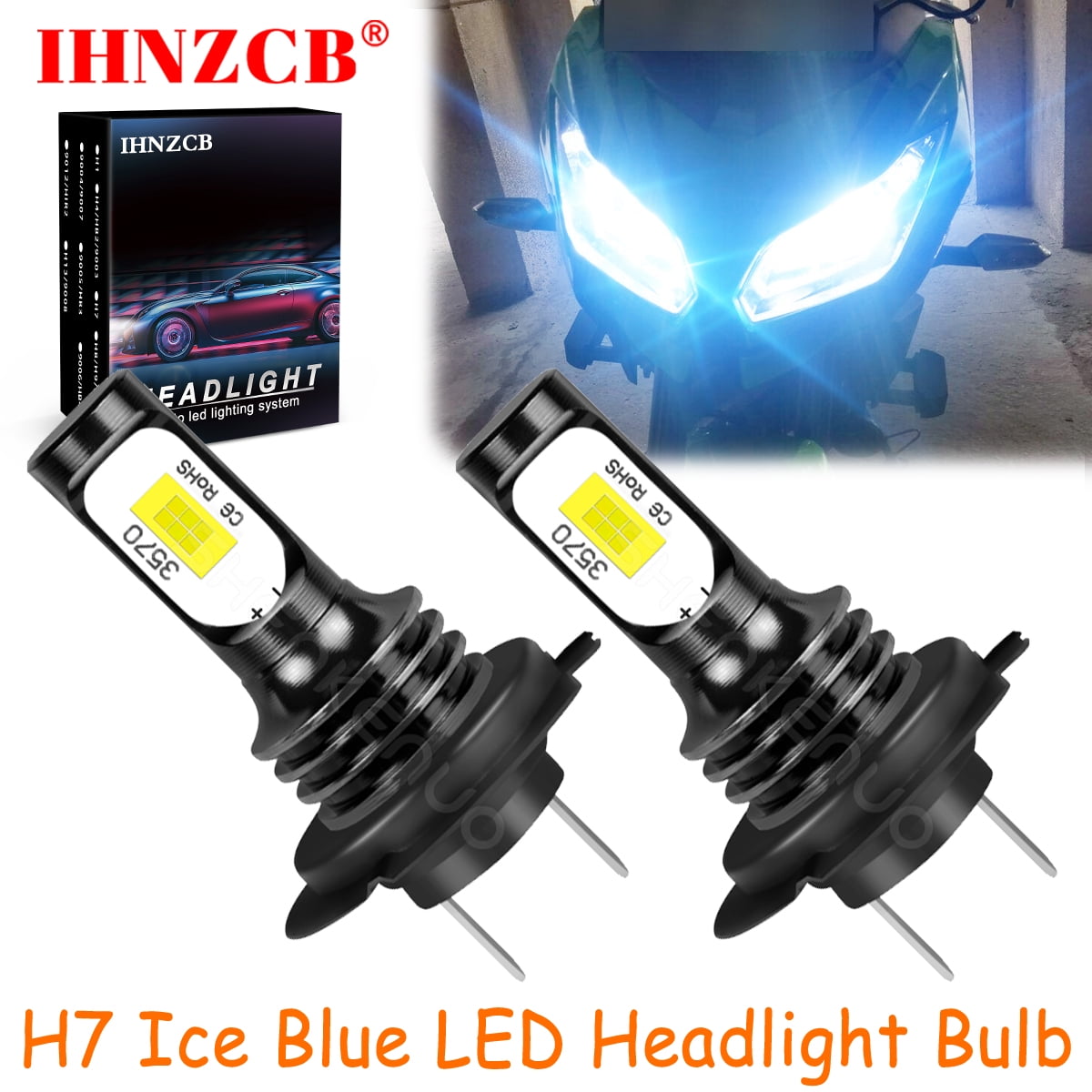 IHNZCB H7 for Kawasaki Ninja 300 650 Zx6r Ice Blue Led