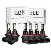 IHNZCB  LED Headlight Bulbs 9005+H11 High/Low Beam H11 Fog Light 6000K Pure White Replacement 6Pcs