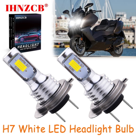 IHNZCB for BMW C650GT C650 Sport C600 Sport - 2X H7 LED Headlights Bulb 55W White YTB,Motorcycle Light,Y05