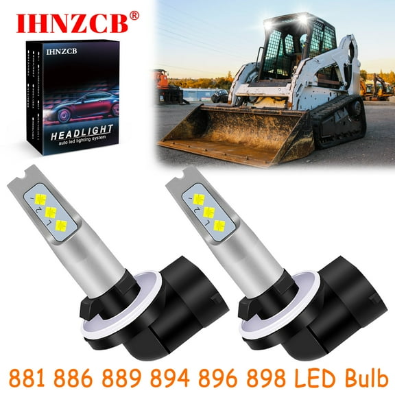IHNZCB for Bobcat Skid Steer T180 T190 T200 T250 Tractor / Lawn Mower LED Headlights Bulb High Low Beam 881 889 White,Y03