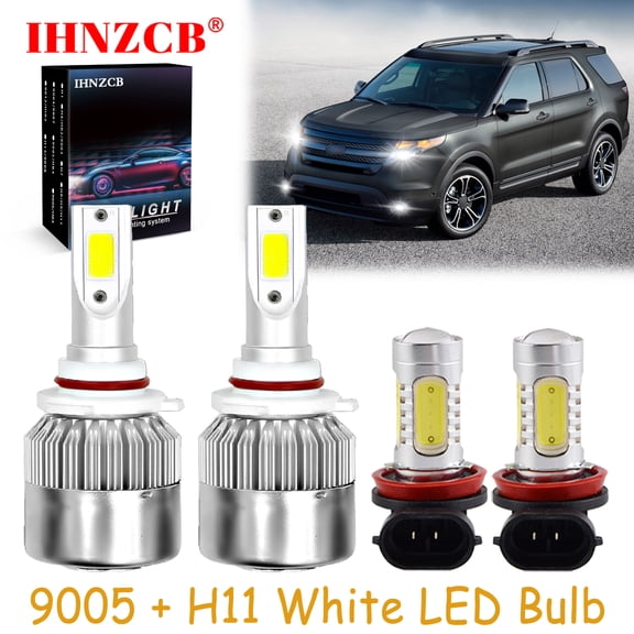 IHNZCB for Ford Explorer 2011-2015 4pc Combo Led Headlights Fog Light Bulbs Kit 6000k,9005+H11,Y01