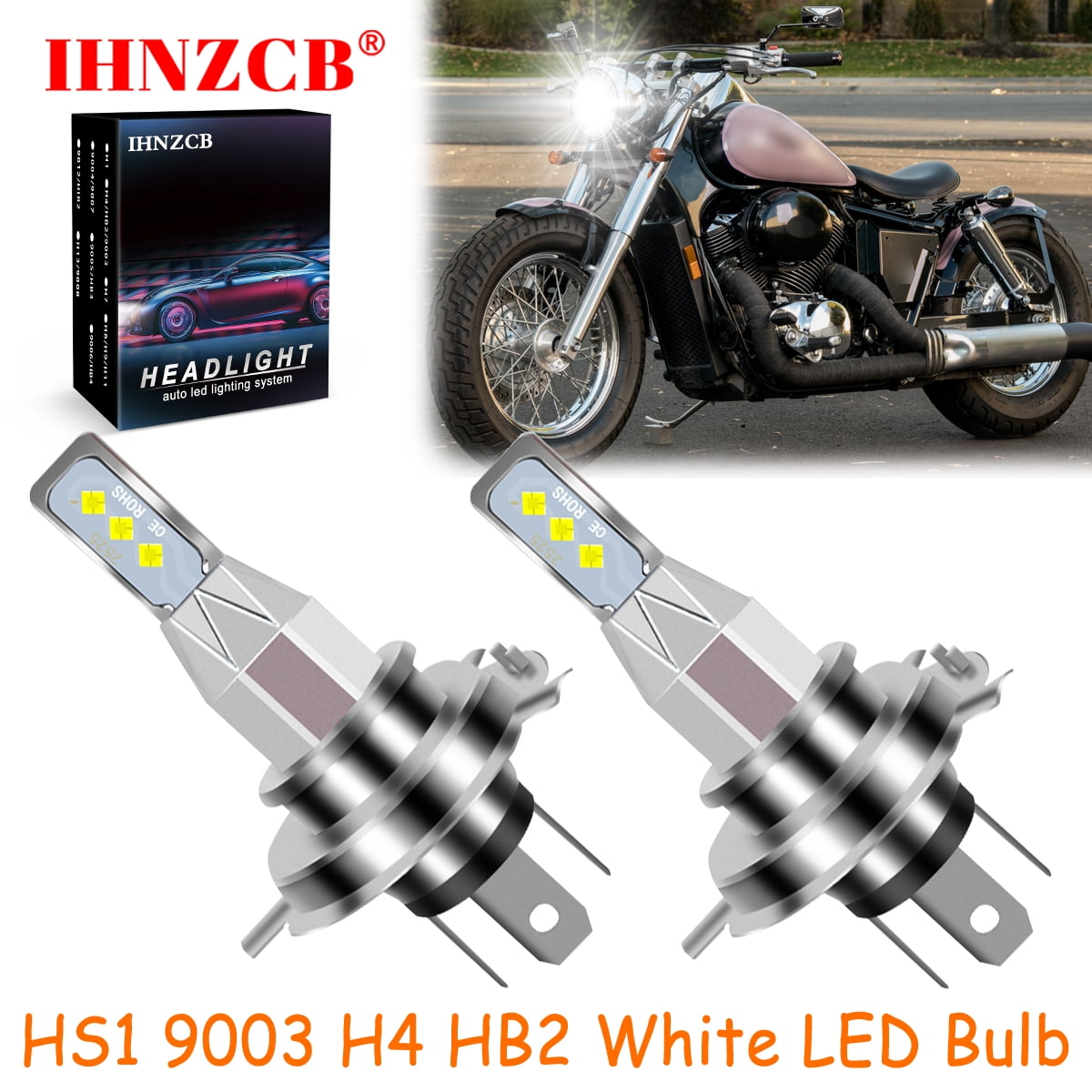 IHNZCB for Honda VT Shadow Spirit Ace 500 700 750 1100 2X HS1 9003 H4 HB2 LED Headlights Bulb 55W White LXB,Motorcycle Light,Y67