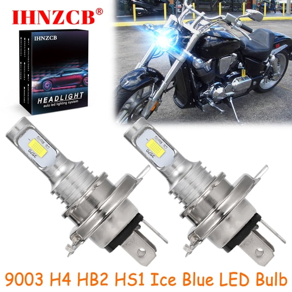 IHNZCB for Honda VTX1800C VTX1800F/N VTX1800R/S/T - 2X HS1 9003 H4 HB2 LED Headlights Bulb 55W Ice Blue YTL,Motorcycle Light,Y45