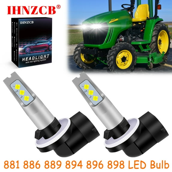 IHNZCB for Jd Deere 3039r 3045r 3320 3520 3720 Tractor / Lawn Mower LED Headlights Bulb High Low Beam 881 889 White,Y37