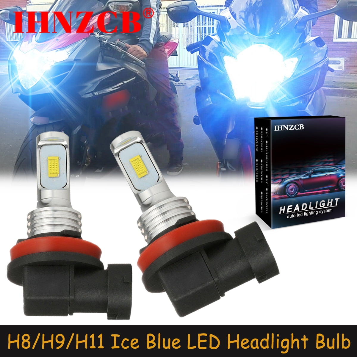 IHNZCB for Kawasaki Ninja ZX6R ZX600 2007-2012 Blue H11 LED