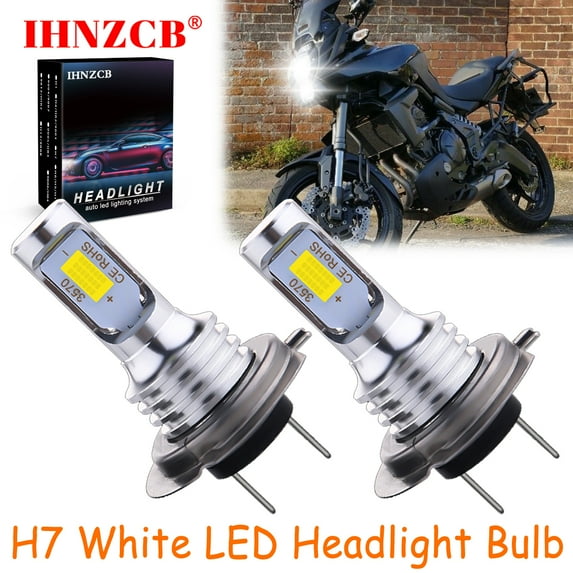 IHNZCB for Kawasaki Versys KLE650 KLZ1000 LT - 2X H7 LED Headlights Bulb 55W White YTB,Motorcycle Light,Y29